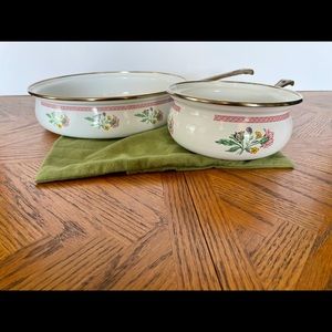 Vintage Floral Porcelain Enamel Steel Pots